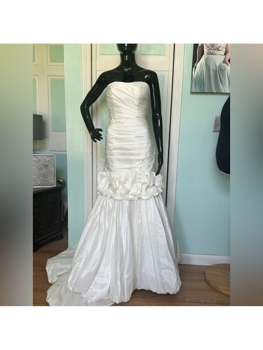 Size 4 Convertible Wedding Dress Detachable Train Ivory Bridal Gown Cocktail